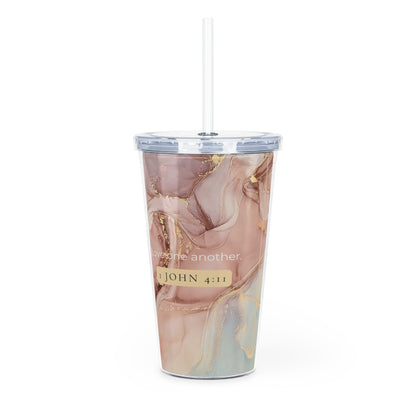 Plastic Tumbler with Straw